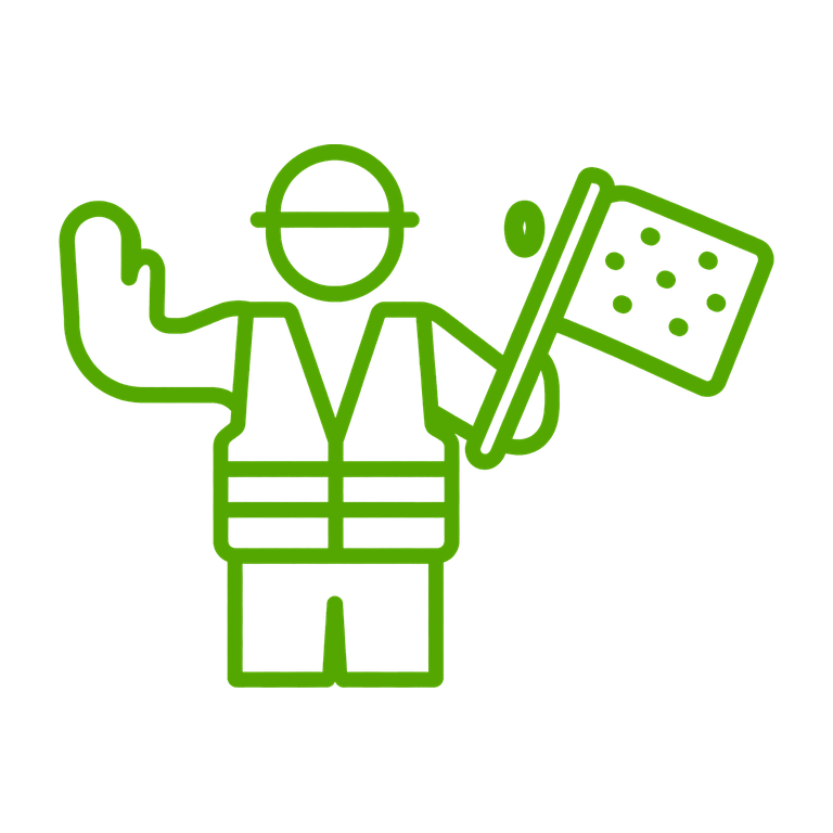 Certified flagging services icon for safe traffic direction in work zones