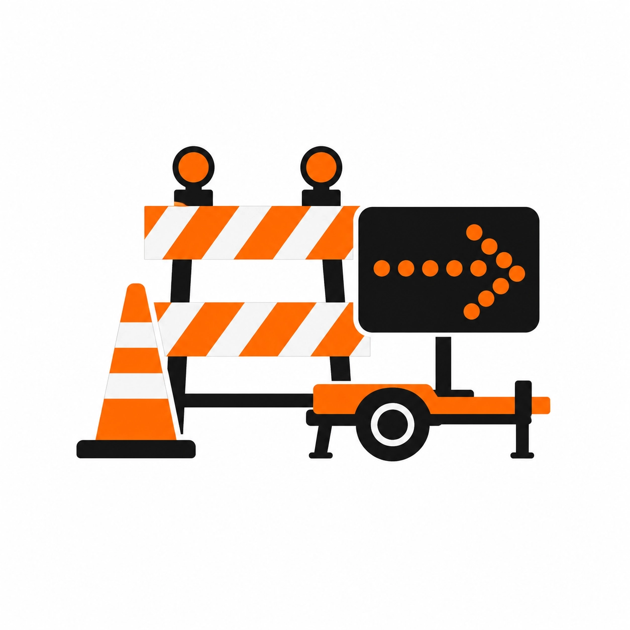 Traffic control equipment including a cone barricade and arrow board