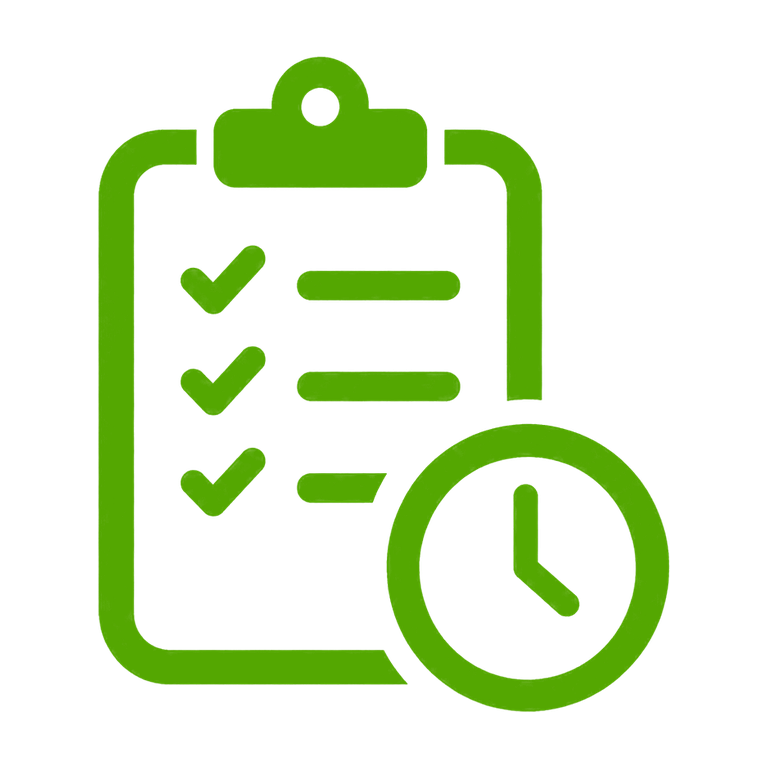 Green checklist and clock icon representing reliable traffic control project support
